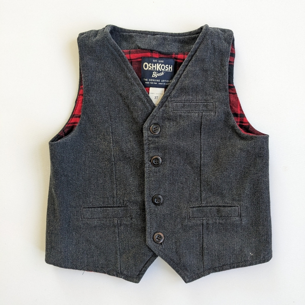 Oshkosh B'Gosh Gray Vest with Plaid Lining